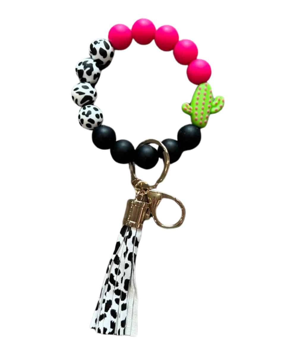 CACTUS-COWPRINT KEYCHAIN ! desc :  ! caption :