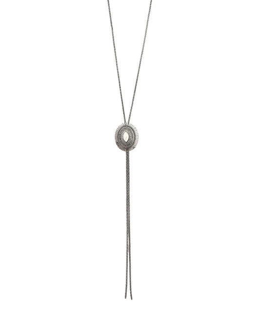 Women's Silver Bolo Tie Inspired Necklace