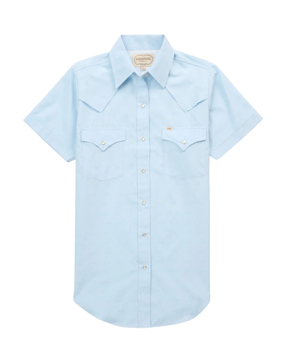 Women's Loose Fit With Extra Length Light Blue Western Snap Shirt