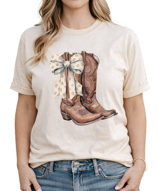 NVC Women's Chic Cowgirl Coquette Bow Tee