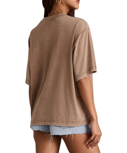 Back view of the women's washed brown relaxed graphic tee