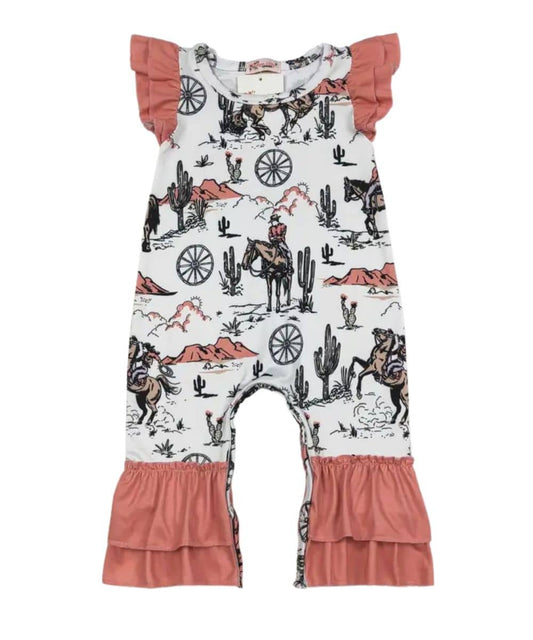 CORAL FRONTIER BABY ROMPER-a ! desc :  ! caption :