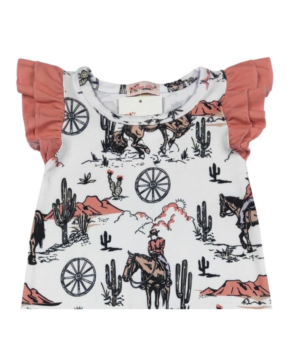 CORAL FRONTIER BABY ROMPER-a ! desc :  ! caption :