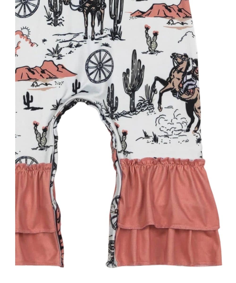 CORAL FRONTIER BABY ROMPER-a ! desc :  ! caption :