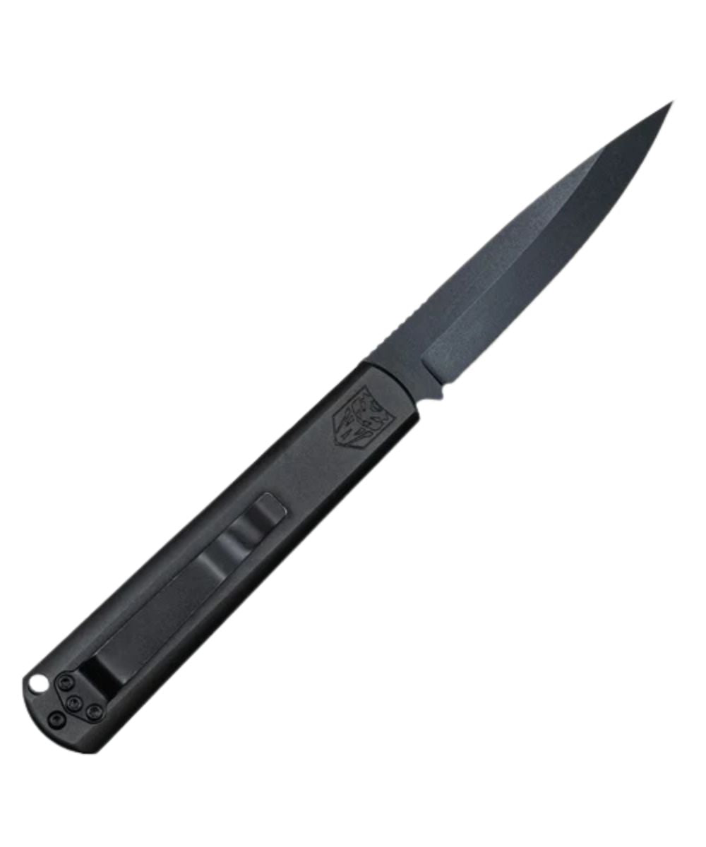 Back side of the black gideon hidden release knife
