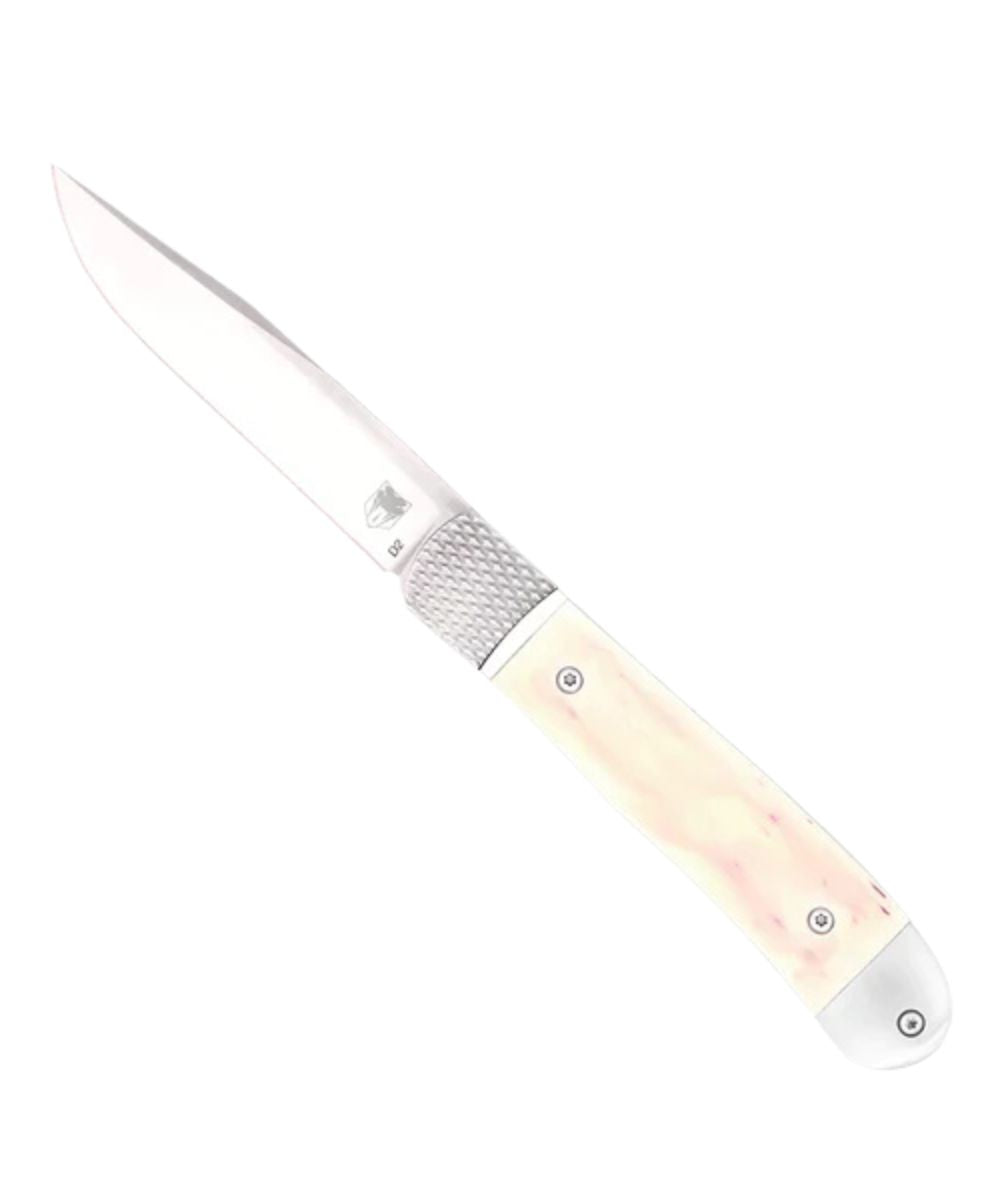 Side view of the white trapper hidden release knife