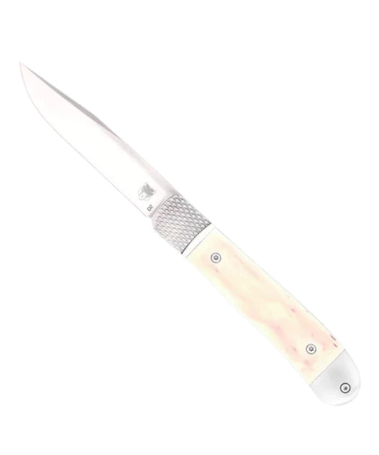 Side view of the white trapper hidden release knife