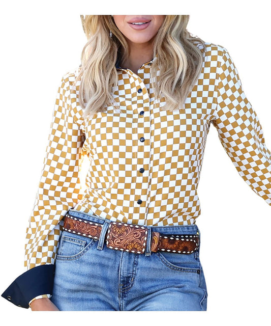 Cruel Girl Women's Checkered Snap Shirt