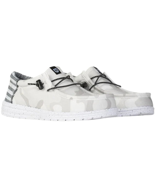 Men's White And Grey Camouflage Printed Slip-On Casual Shoe