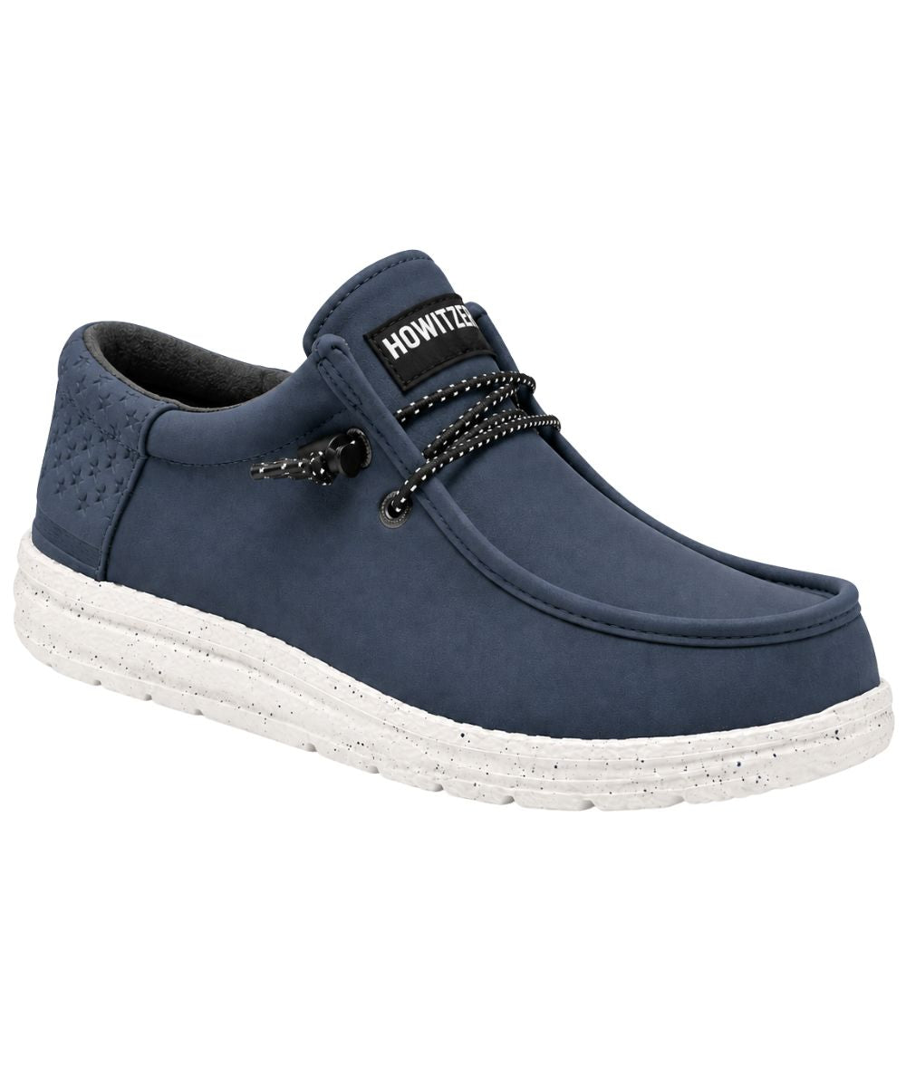 Right angled view of the men's Howitzer Charcoal Blue Roam Blackout Casual Shoe featuring the smoky blue color