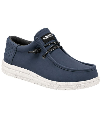 Right angled view of the men's Howitzer Charcoal Blue Roam Blackout Casual Shoe featuring the smoky blue color
