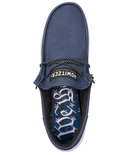 Birdseye view of the men's casual shoe featuring the round moc toe