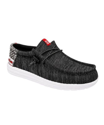 Right angled view of the men's Howitzer Roam Flag Shoe featuring the pitch black fabric upper