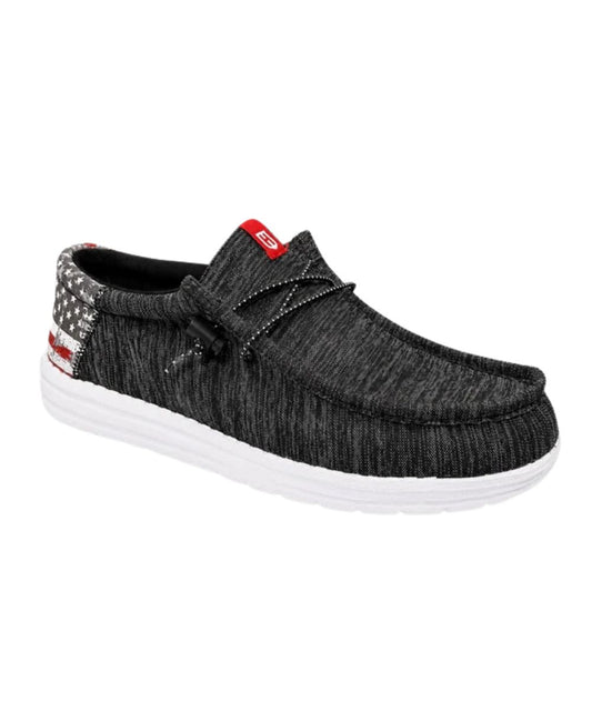 Right angled view of the men's Howitzer Roam Flag Shoe featuring the pitch black fabric upper