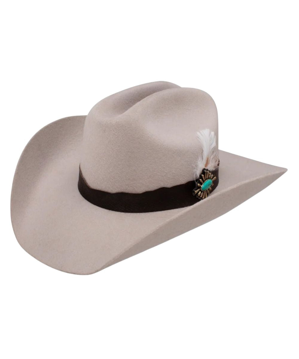 Left angled view of the women's silverbelly wool western hat from the Lainey Wilson Collection
