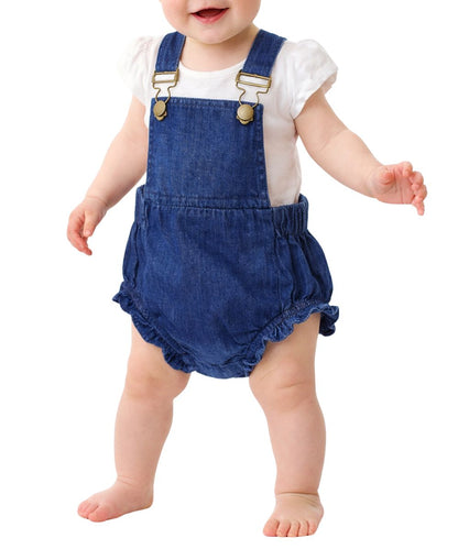 L'oved Baby Infant Girls' Denim Bubble Overalls
