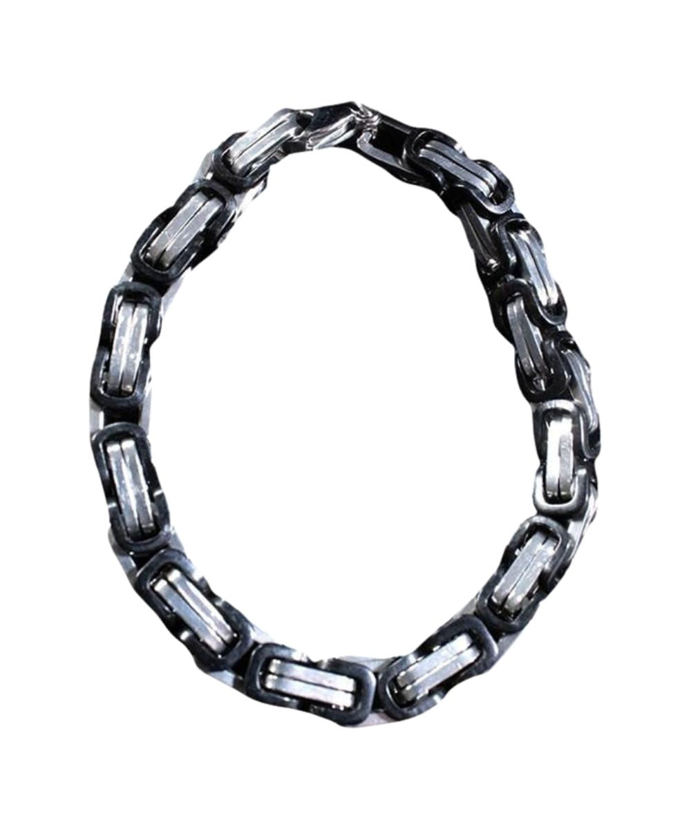 Men's 9" Black Stainless Steel Linked Chain Bracelet