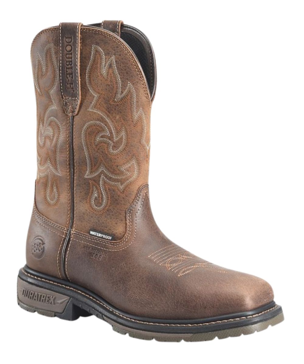 Men's 11" Brown Leather Western Waterproof Work Boot