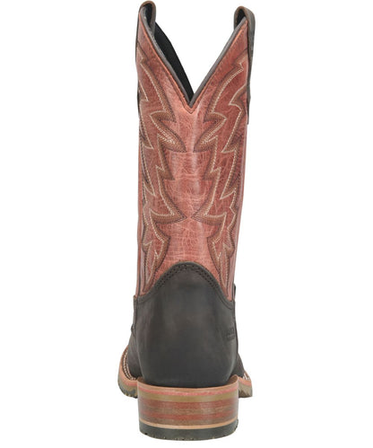 Heel view of the layered robus heel featuring a durable rubber heel cap
