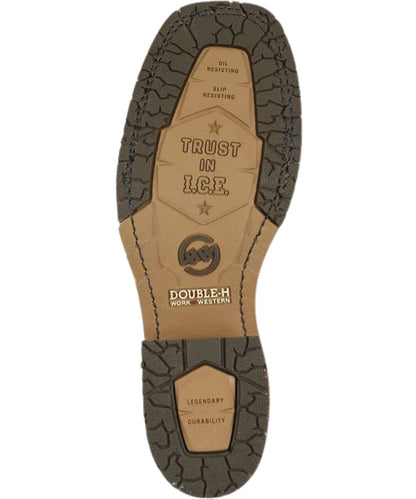 Sole view of the oil and slip resisting I.C.E. Outsole With Shock Absorbing PU Cavity and electrical hazard rating
