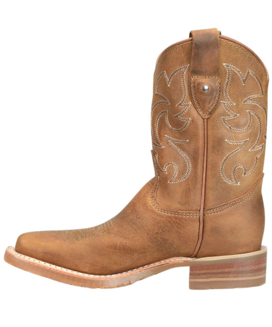 Women's Tan Leather Boot Featuring A Western Stitched Shaft