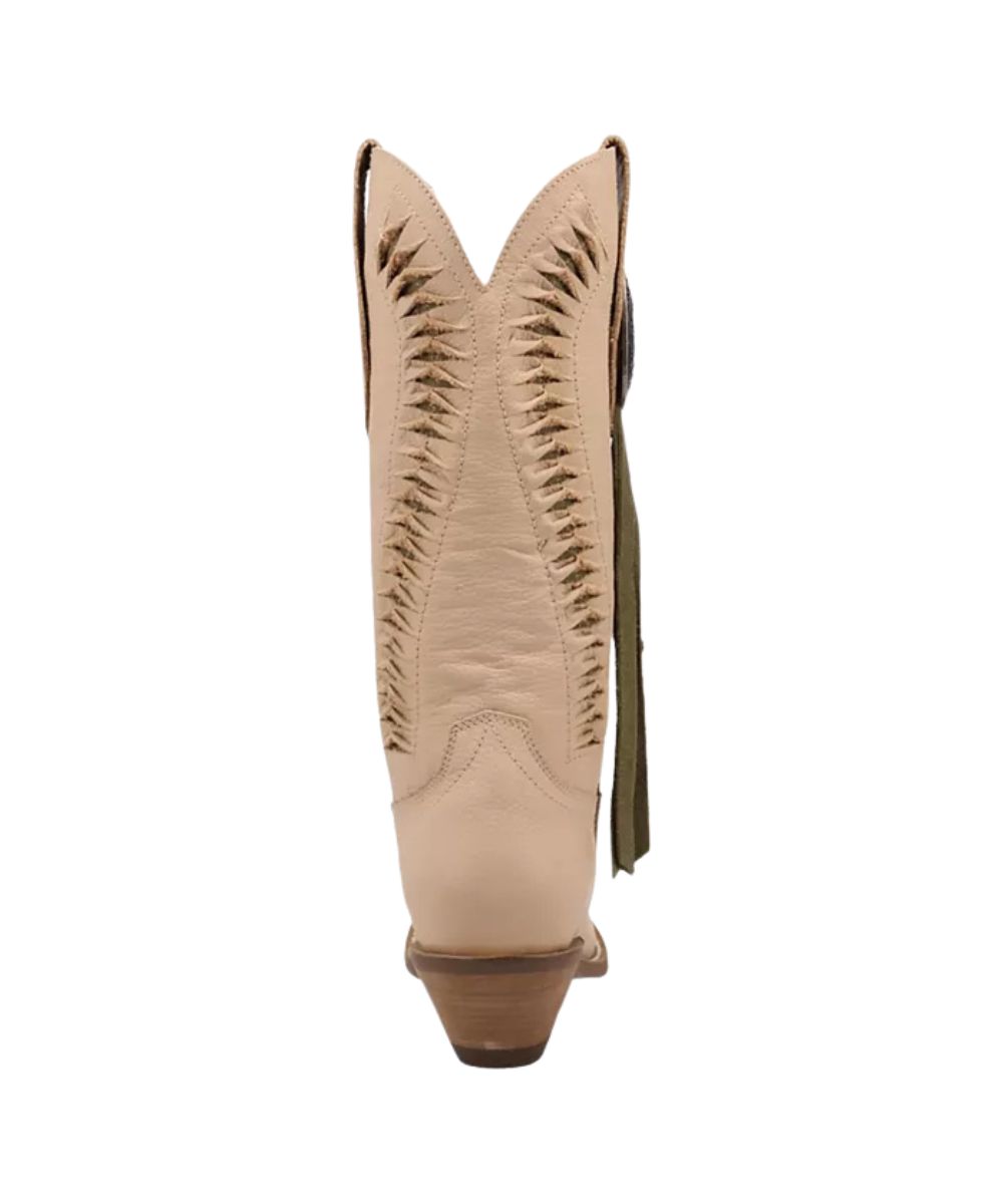 Beige women's boot with ribbed detailing