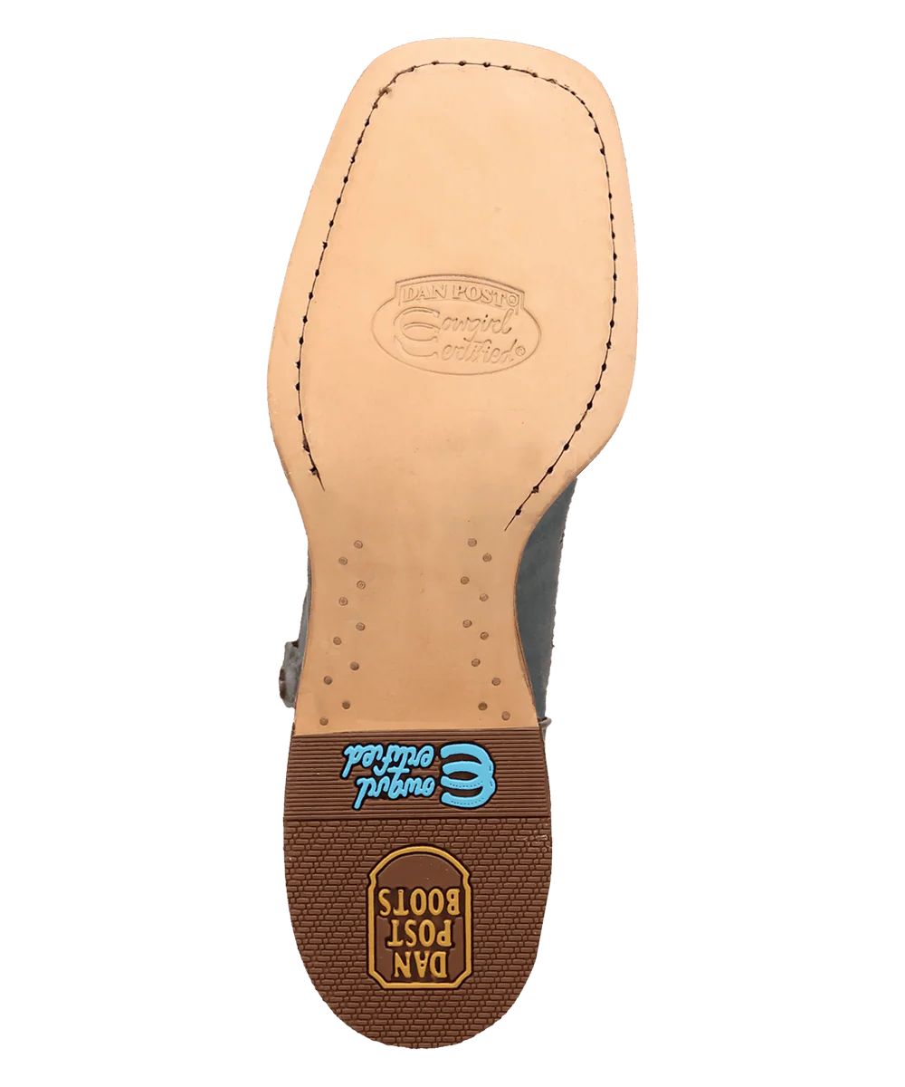 Cowgirl certified leather outsole with a rubber heel cap.