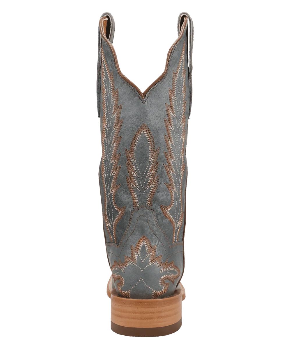 Back view of the western boot featuring a 1" stockman heel.