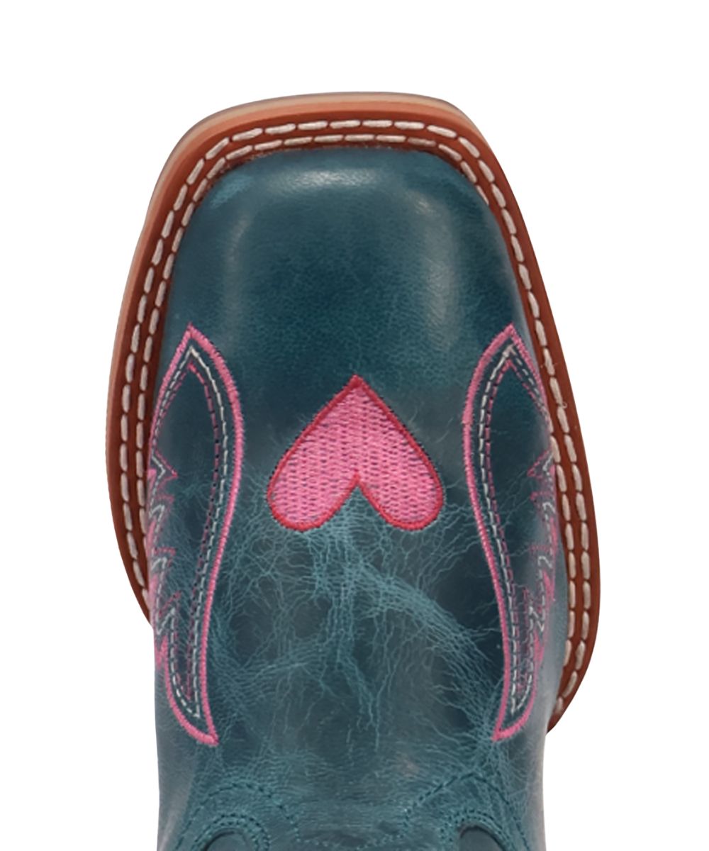 Close-up view of the broad square toe