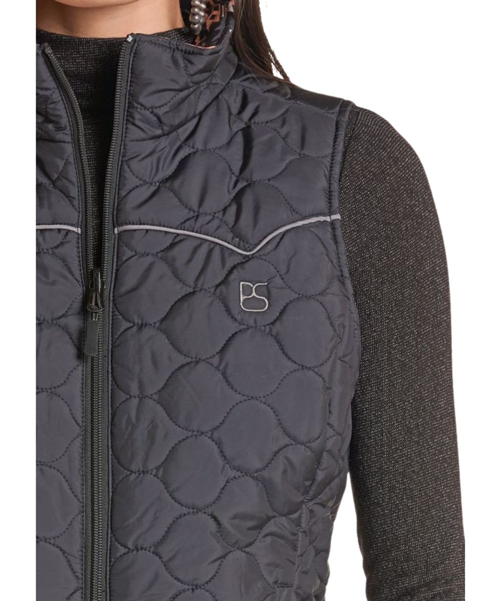Close-up view of the solid black quilted design