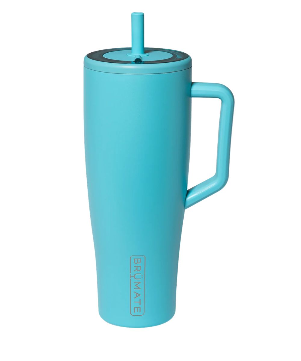 40 Oz. Curacao Blue Tumbler With Straw Lid And Easy Grip Handle