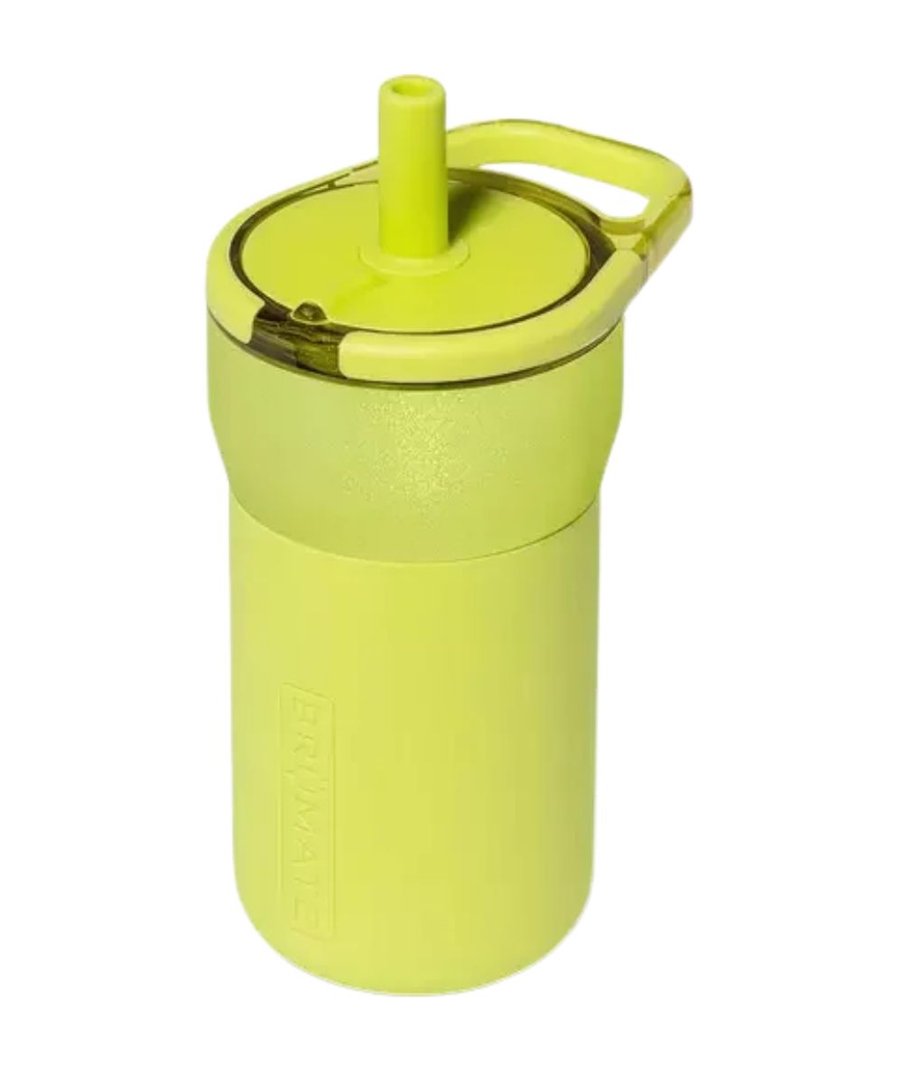 Brumate 12 oz. Lemon Lime Leap Tumbler featuring the leak proof straw lid
