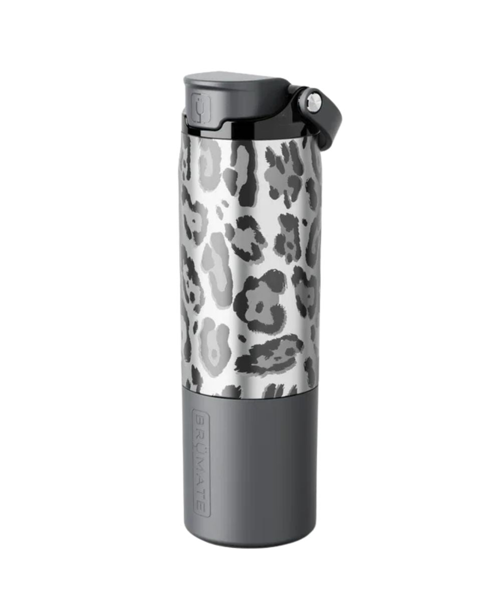 Side view of the metallic leopard 25 oz. Rise Brümate Hydration Bottle