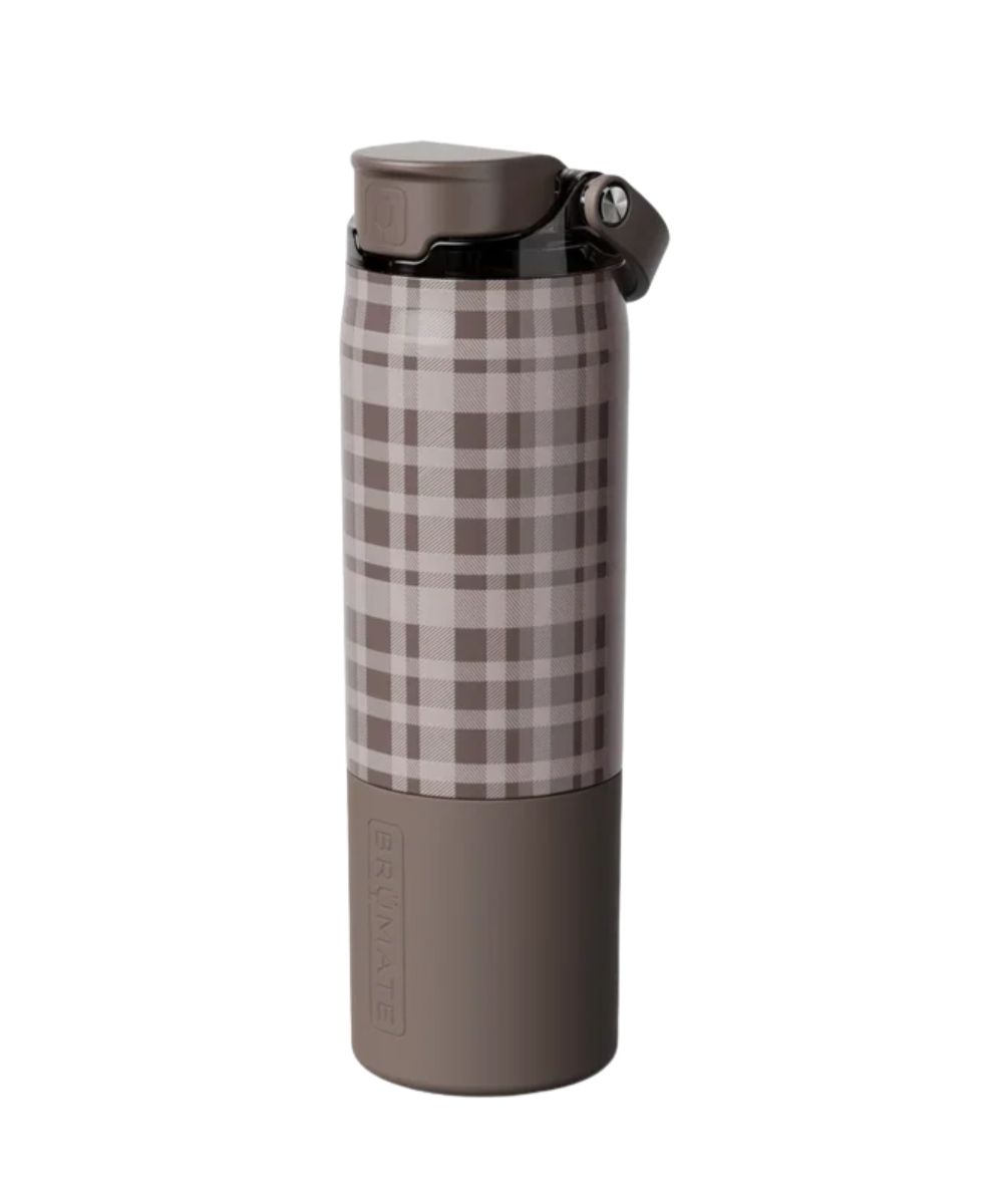 Brumate 25 oz pecan plaid rise hydration bottle