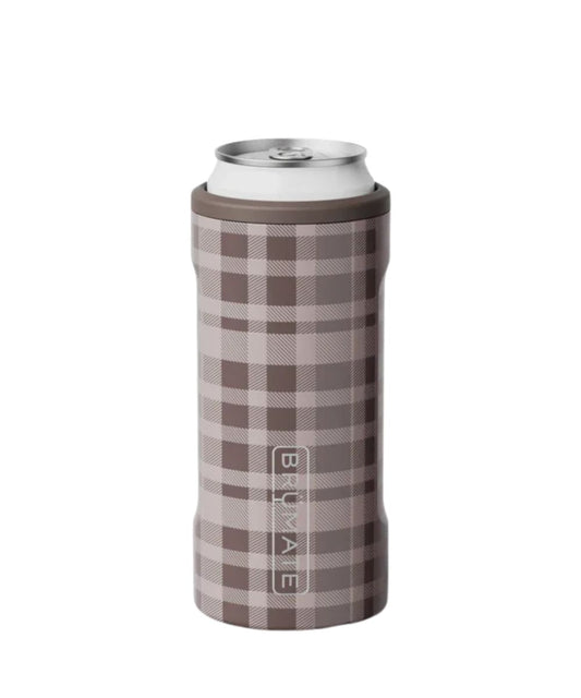 Brumate pecan plaid 12oz hopsulator slim can cooler
