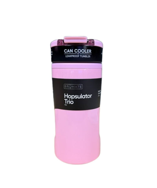 Side view of the blush hopsulator trio tumbler koozie