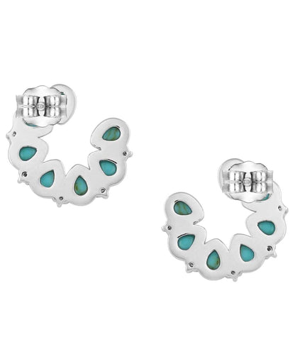 Back view of the women's turquoise earrings
