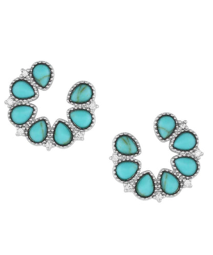 Front view of the women's turquoise earrings