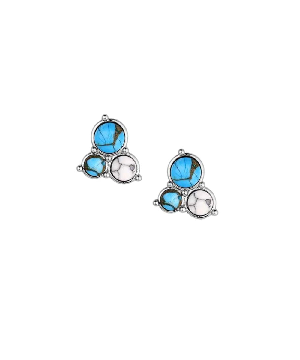 Women's Post Earrings Featuring Crafted Turquoise And Howlite Stones