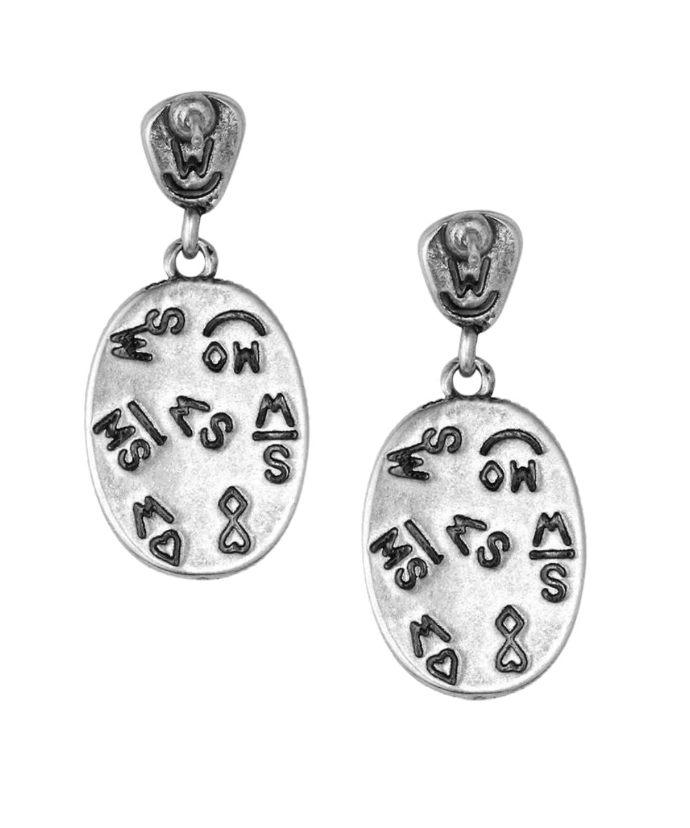 Back view of the women's silver dangle earrings featuring the post back wires