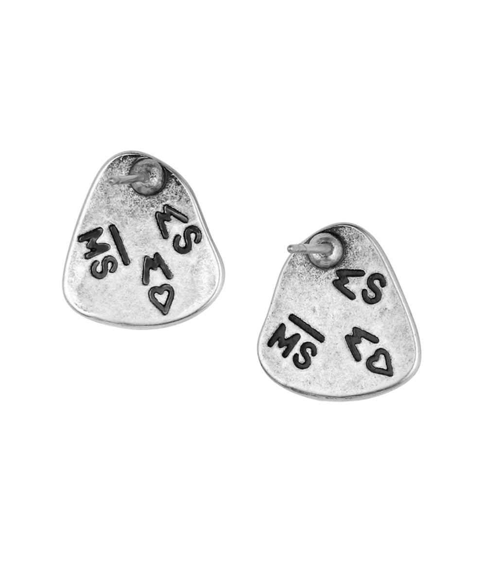 Back view of the women's silver earrings featuring the post back wires