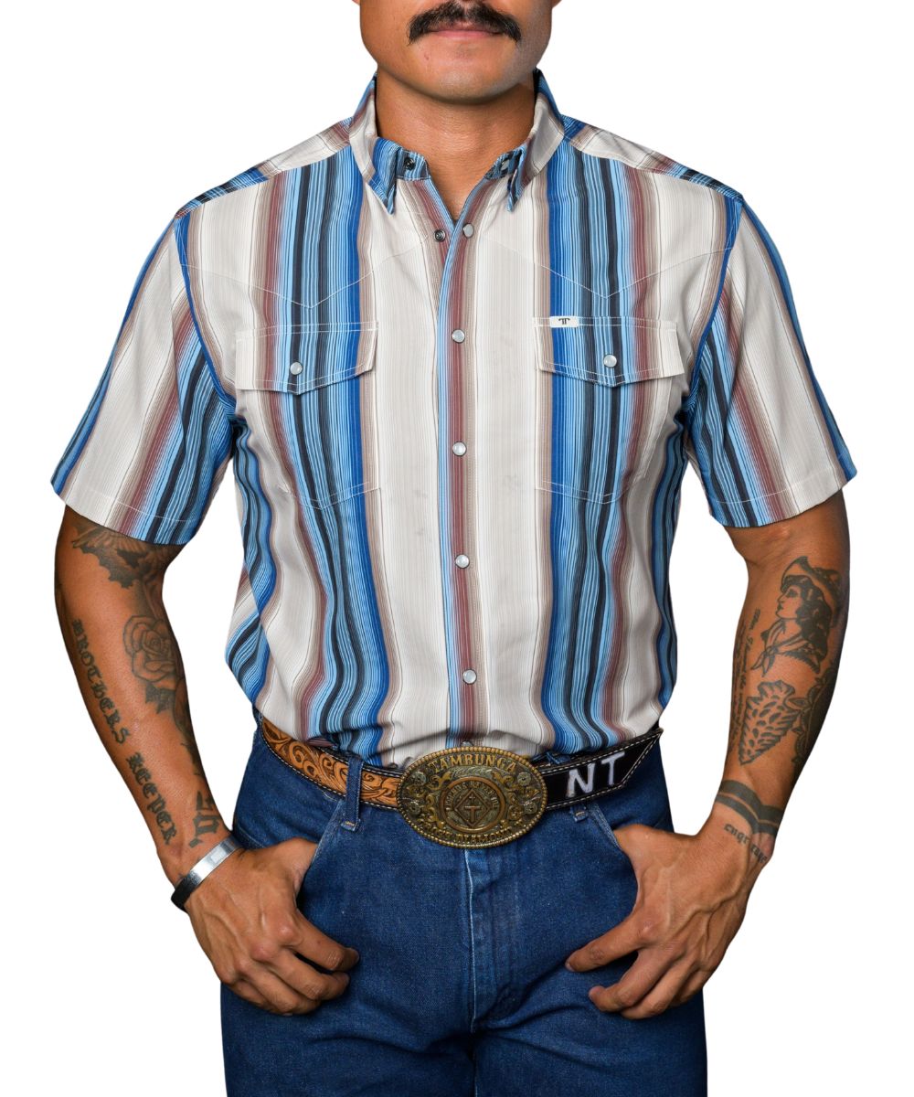 Ferrell Brand Men's Cream The Harrison Snap Shirt