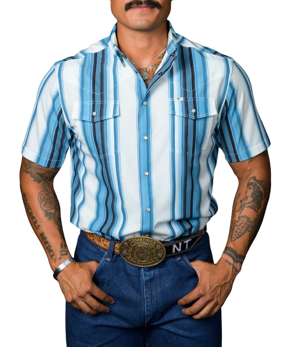 Ferrell Brand Men's Blue The Harrison Snap Shirt