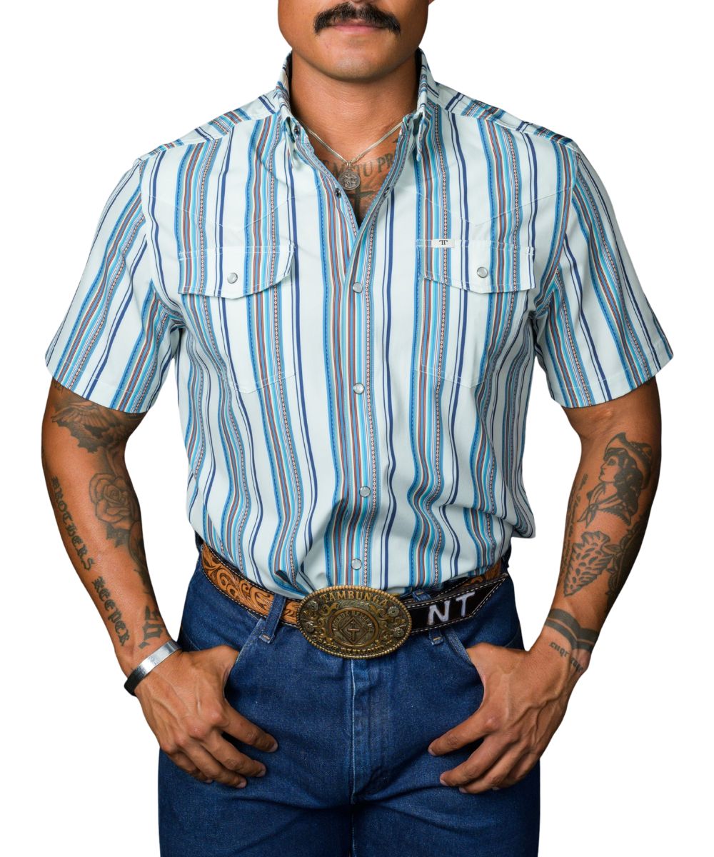 Ferrell Brand Men's Light Blue The James Snap Shirt