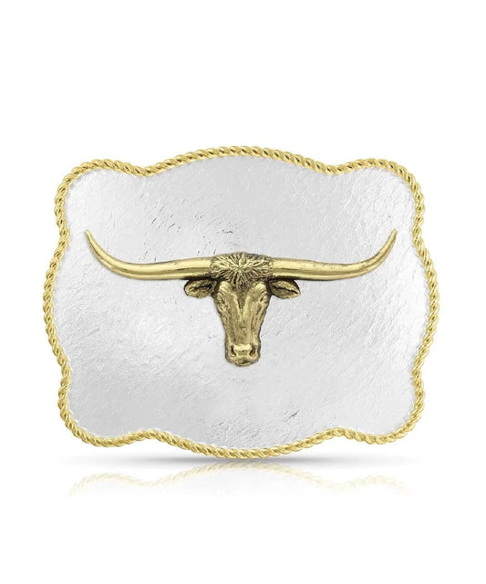 Montana Silversmiths Men's Rippling Water Longhorn Buckle