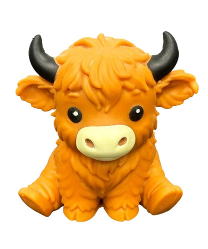 Front view of the Squishy Mode Jumbo Highland Cow sensory toy