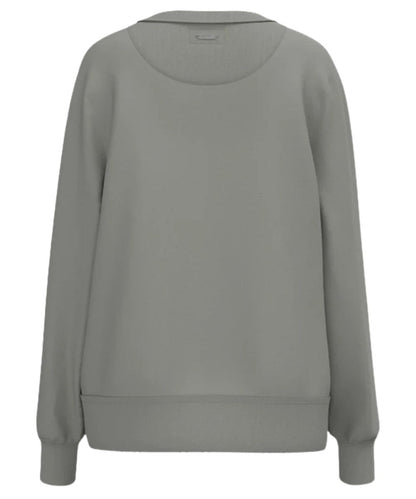 Back view of the women's gray long sleeve pullover sweater