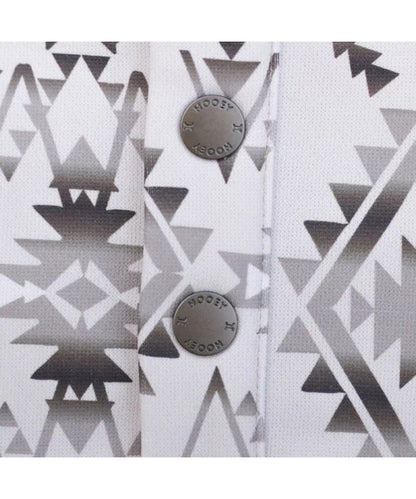 Close-up view of the custom logo snaps on the 5-snap placket