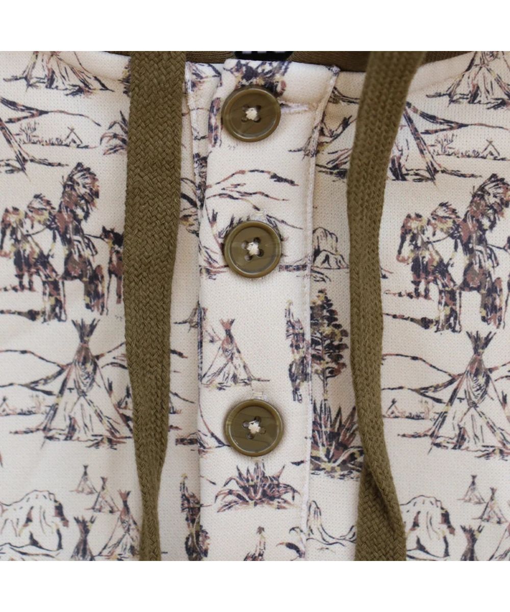 Close-up view of the 3-button placket
