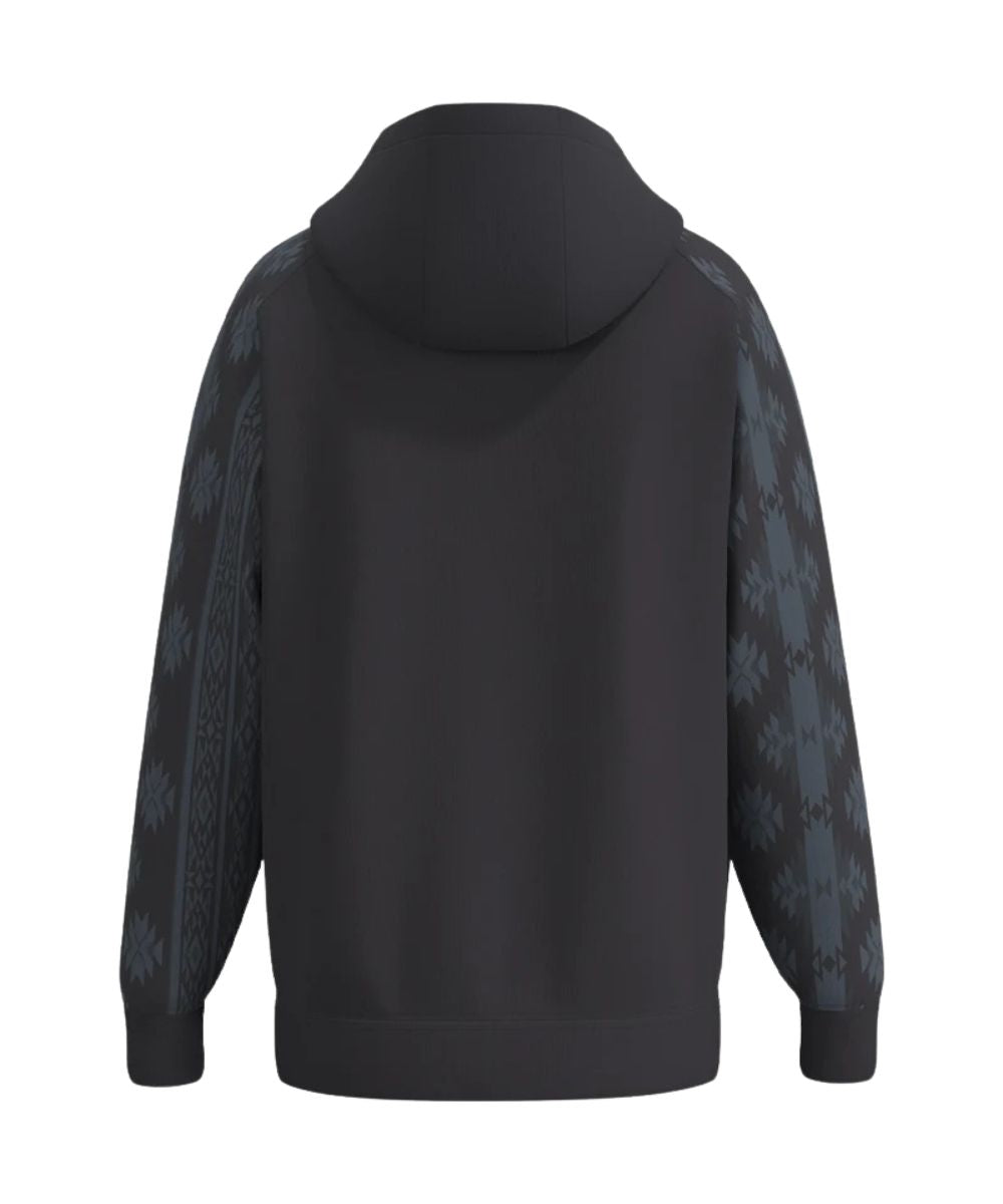 Back view of the boy's Hooey Fender Hoody Black/Aztec